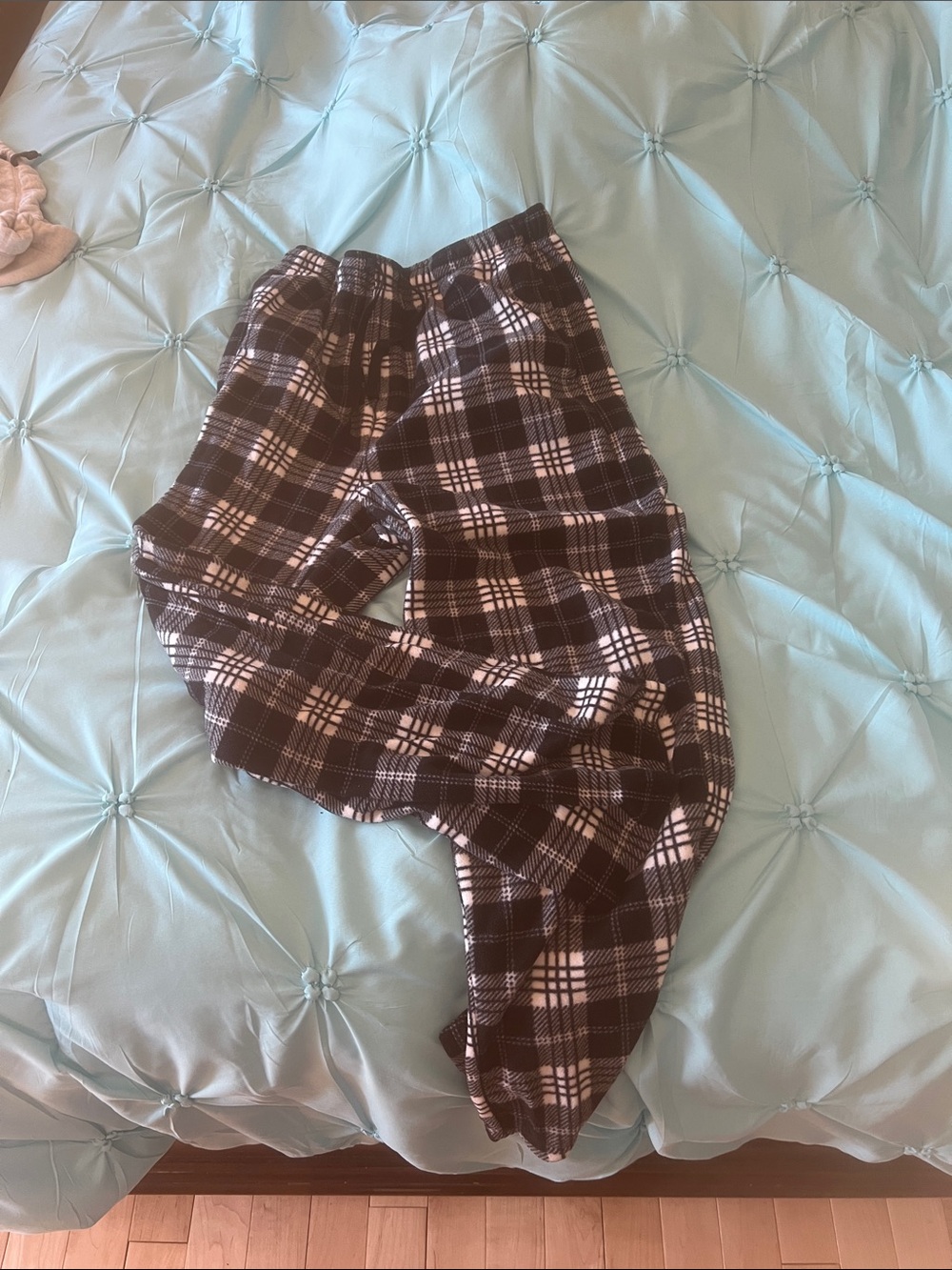 Womens Black and White Plaid Pajama Pants